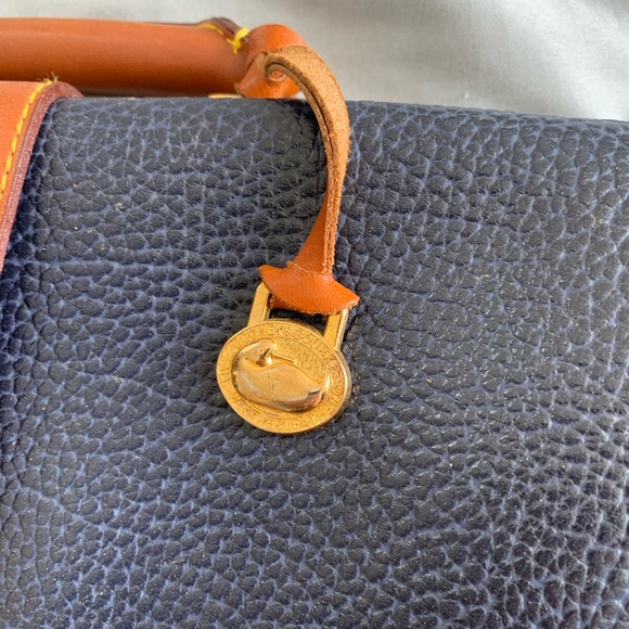 Dooney & Bourke Navy and Tan Leather Briefcase - Picture 6 of 15